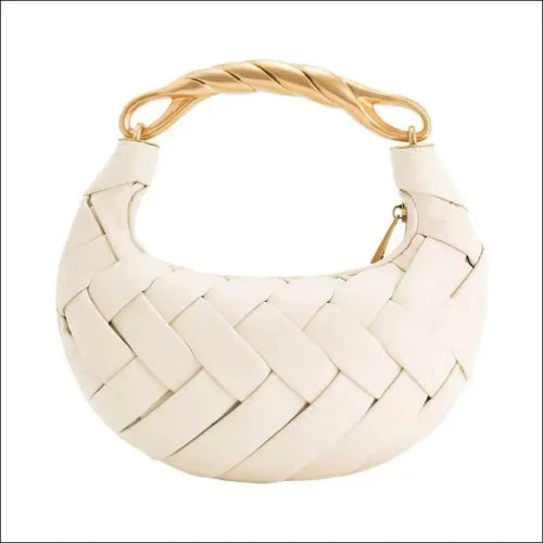 Elegant Vävd Clutch i Läder – Tidlös Lyx Perfekt Storlek - Krämvit / 23*3*20cm / 500 gr - mutual
