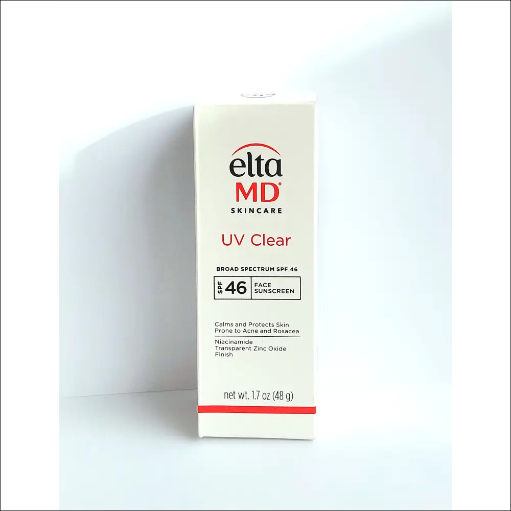 EltaMD UV Clear Broad Spectrum SPF 46 sunscreen product packaging for sensitive skin.
