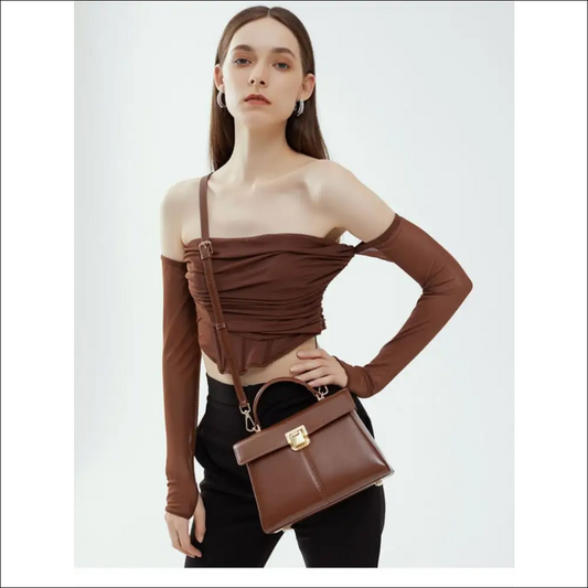 Klassisk Läderhandväska för Damer i Elegant Stil - Handväska