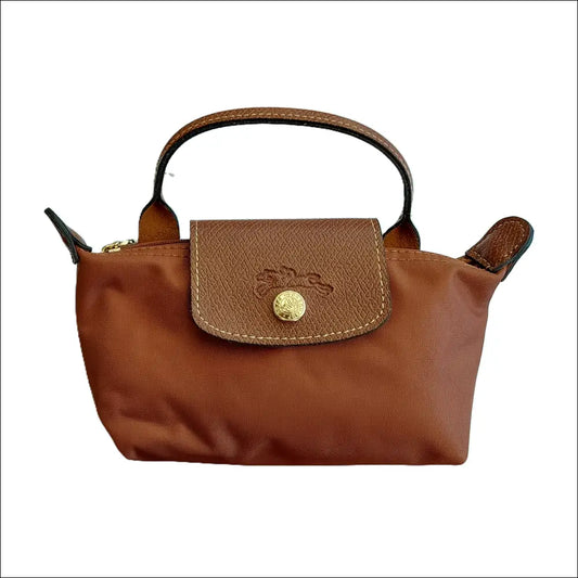 Longchamp Le Pliage Cognac - Minipouch med Axelband - Mini Pack & - Sminkväska