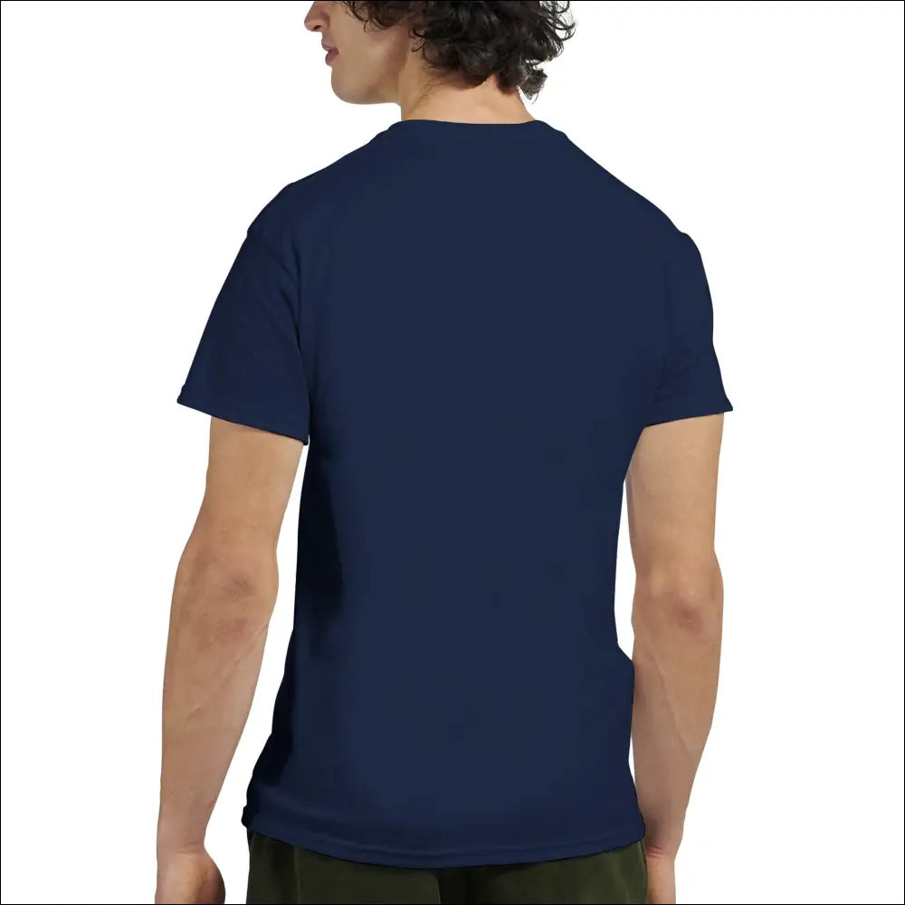 Marinblå T-shirt med evolution och gammal gubbe grafik - Print Material