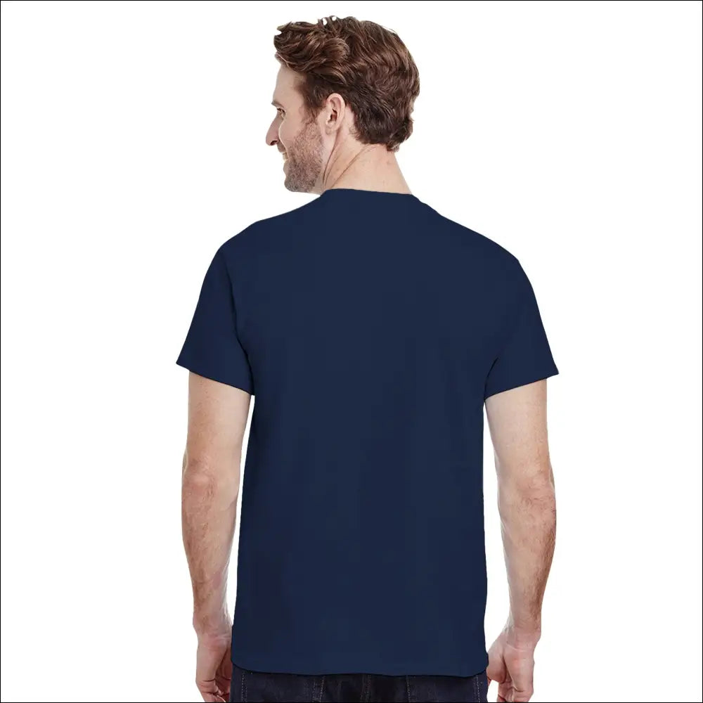 Marinblå T-shirt med evolution och gammal gubbe grafik - Print Material