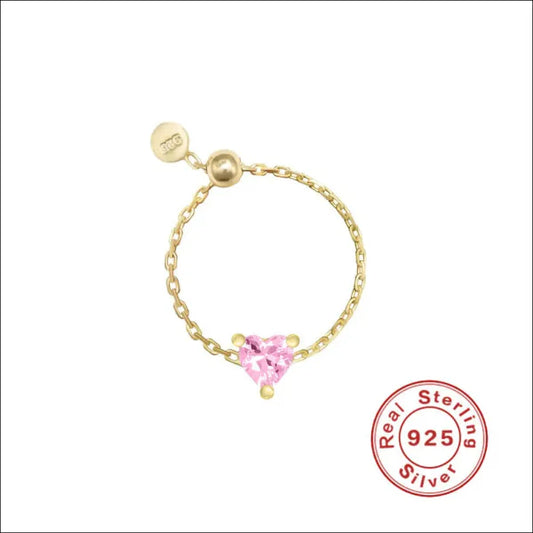 Skör som kärleken – hjärtformat smycke i silver och Zircon - Guld Hjärta Rosa / 30 gr / Silver - Silverring
