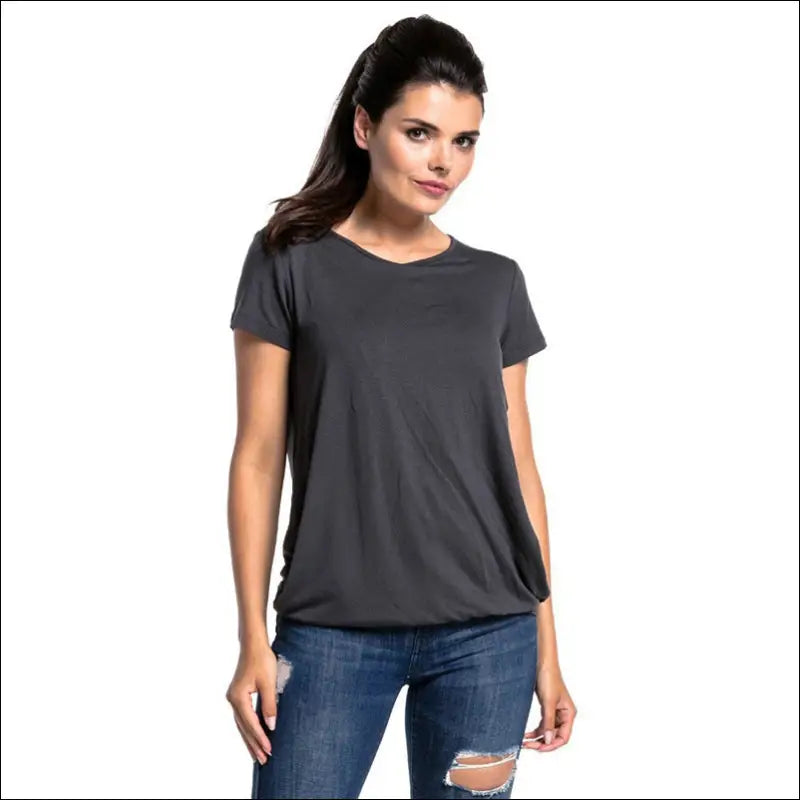 Smidig och Stilren Amnings-T-shirt – För Aktiv Vardag - Mörk Grå / S - T-shirt