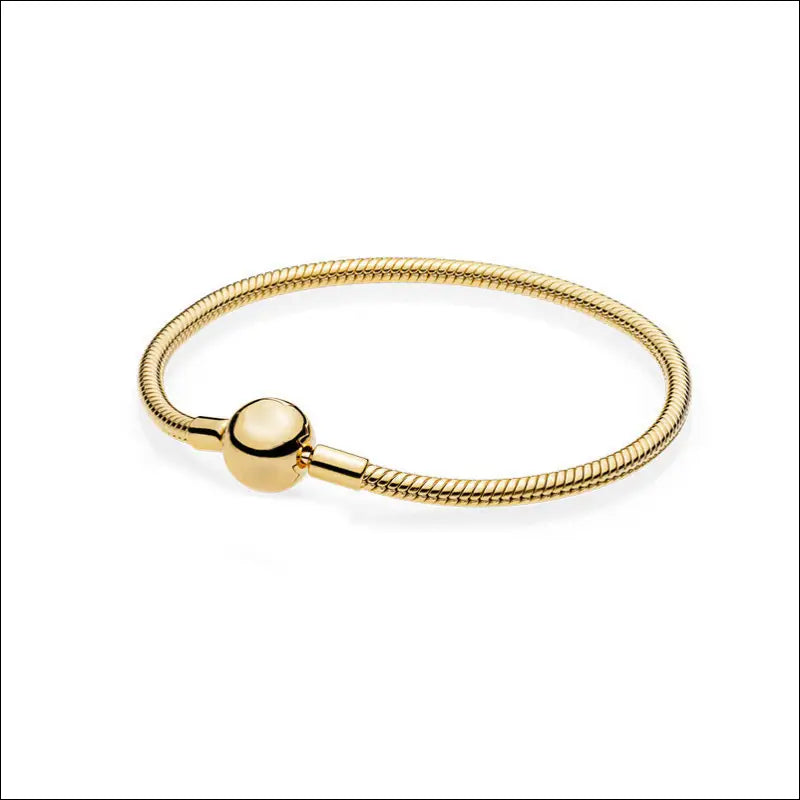 Armband med Snake Bone Länk och Rund Lås Guld Pandora