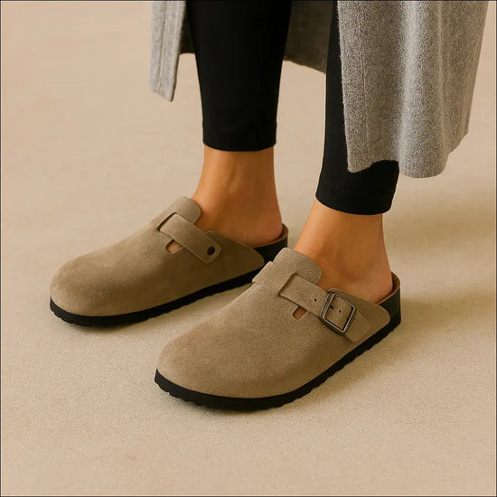 Birkenstock Boston Taupe - Mocka Clogs med Mjuk Fotbädd - Sandaler