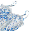 Blue White Floral Nattlinne med axelband Slits & Spetskant – Satinlook Klänningar
