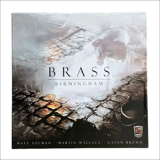 Brass Birmingham board game box featuring its title and artistic design.