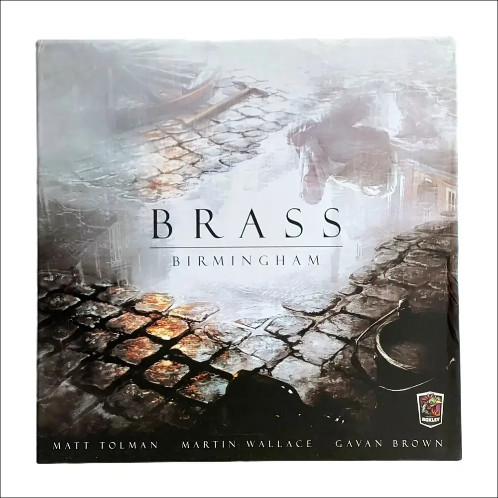 Brass Birmingham board game box featuring its title and artistic design.