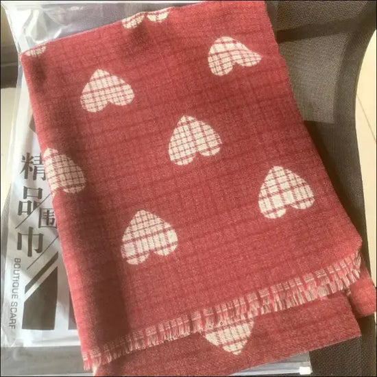 Breda sjalar i kashmirtyp med hjärtmönster dubbelsidiga för damer - Double-sided big love [Angela Röd]] / 70*190 - Sjal
