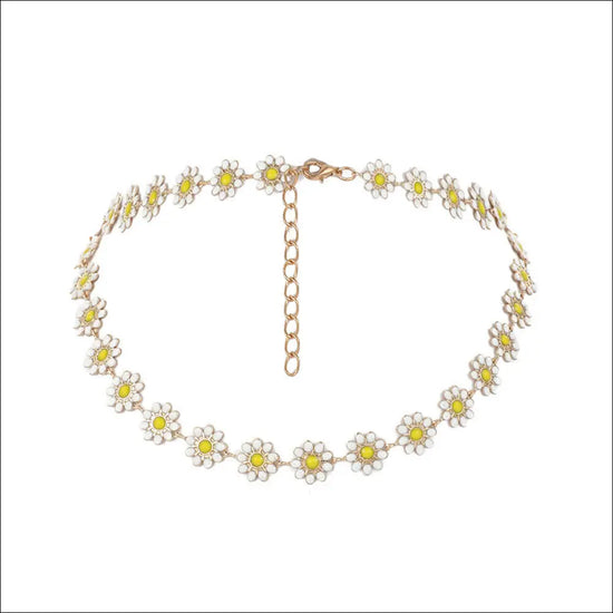 Elegant Chockerhalsband med Vita Blommor och Margeriter - Vit / 40 gr - mutual