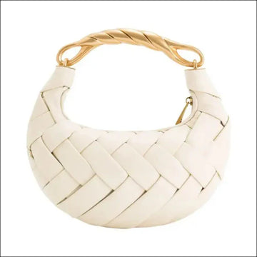 Elegant Vävd Clutch i Läder – Tidlös Lyx Perfekt Storlek - Krämvit / 23*3*20cm / 500 gr - mutual