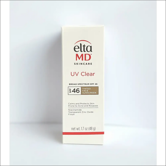 Foundation med EltaMD återfuktande solkräm i förpackning, SPF 46, skyddar och återfuktar känslig hud.