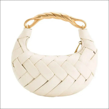 Exklusiv Vävd Clutch Väska i Läder 23x3x20cm - Krämvit / 23*3*20cm / 500 gr - mutual