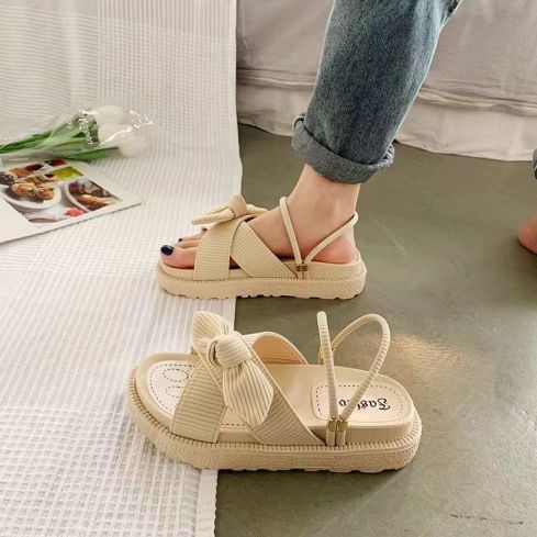 Fina sandaler med rosettdetaljer för damer - Beige / 35 - mutual