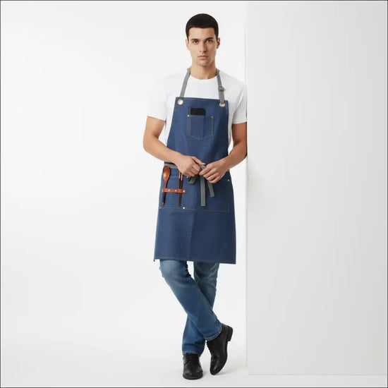 Förkläde i denim och kanvas för DIY – hantverk som klär dig