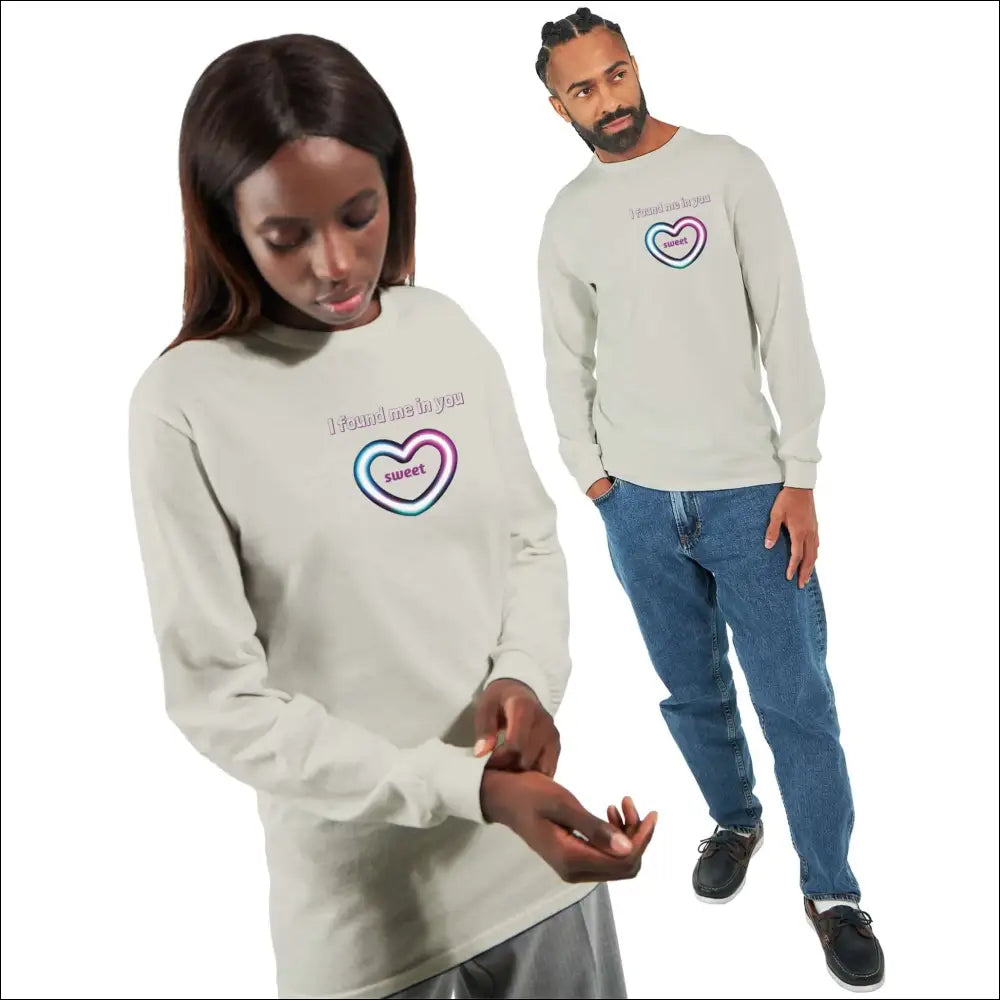 Grafiska Matchande Par T-shirts Lång Ärm - Askgrå / S - Vi t-shirt