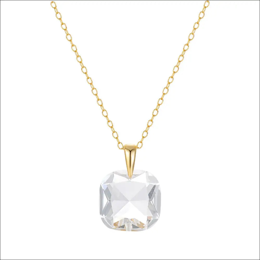 Guldfärgad geometrisk kristallhalsband med fyrkantig klar kristall - Premium mutual from mutualdropshopping - Just 400 kr! Shop now at Picatshirt