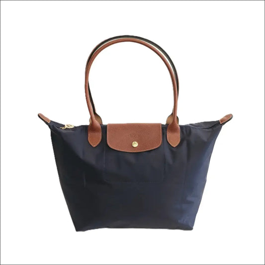 Large Longchamp Tote Pliage Original Navy Blue - Long Handle - Vikbar resväska
