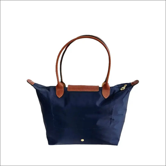 Large Longchamp Tote Pliage Original Navy Blue - Long Handle - Vikbar resväska