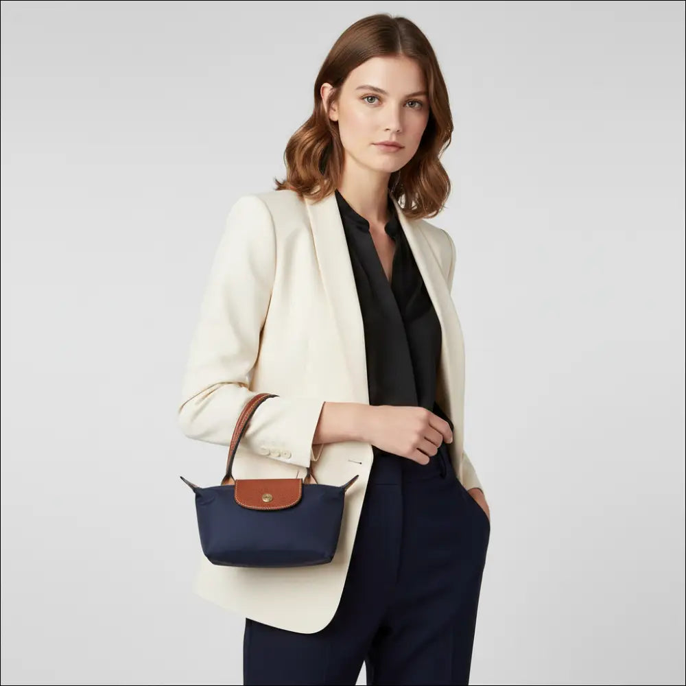 Longchamp Le Pliage Mini Bag Navy Blue - Elegant Accessoar - Sminkväska