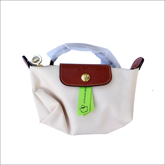 Longchamp Le Pliage Pochette Paper White med handtag - Mini single pack - Design handväska