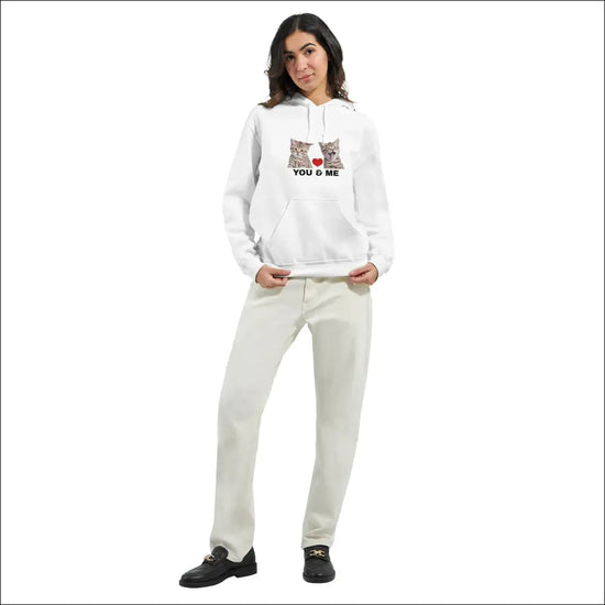Mjuk Hoodie med Katter och Du & Jag Text - Print Material