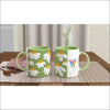 Positiv Vibe Kaffemugg med Vita Blommor i Grönt - Print Material