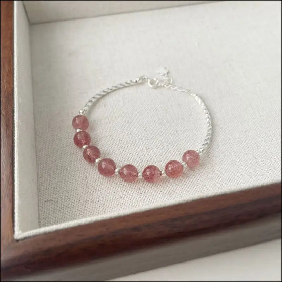 S925 Sterling Silver Jordgubbskvarts Pärlor Armband - silver-jordgubbskvarts / 925 silver och kvarts - mutual