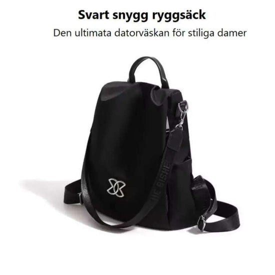 Snygg ryggsäck i taupefärgat oxford-tyg för damer - Svart - mutual