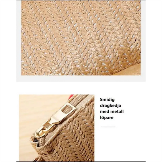 Stråväska med handledsrem för dam – liten lätt och stilren - Clutch