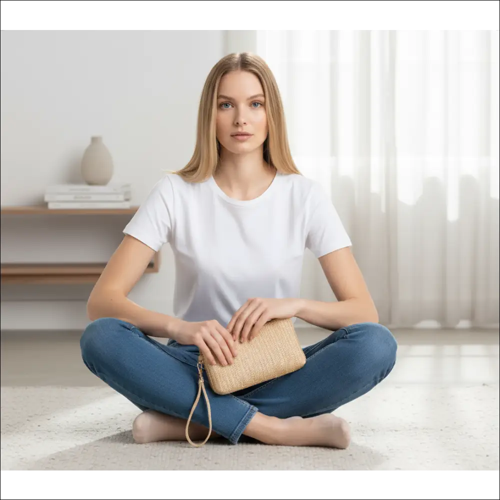 Stråväska med handledsrem för dam – liten lätt och stilren - Clutch