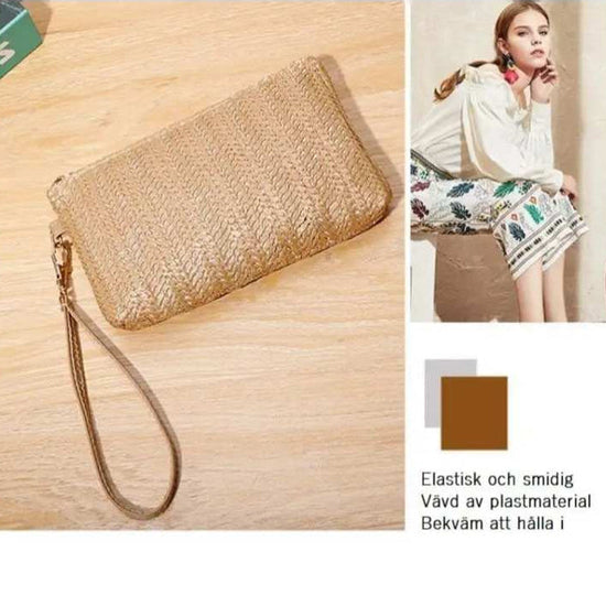 Stråväska med handledsrem för dam – liten lätt och stilren - Clutch
