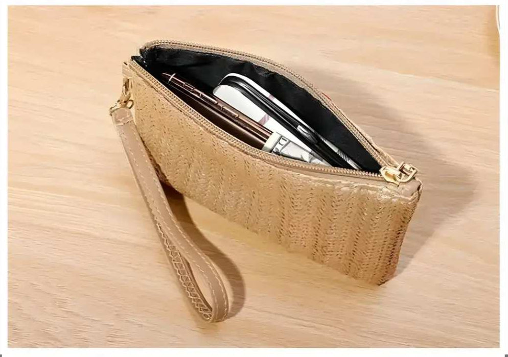 Stråväska med handledsrem för dam – liten lätt och stilren - Clutch