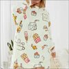 Milkshake Sherpa Hoodie Blanket Yummy Treat Edition - Dessert Treats / Free Storlek / Off-White med tryck